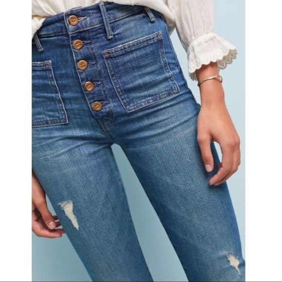 MOTHER Denim - NWT Mother Jeans Patch Pocket Hustler in Natural Born Trouble High Waist Jeans